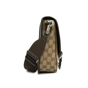 Gucci brown leather calf bag GG crossbody canvas